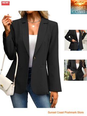 Women's Business Casual Blazer Slim Fit Suit Jacket Work Office